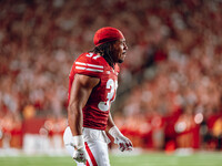 Wisconsin Badgers tight end Riley Nowakowski #37 is at Camp Randall Stadium in Madison, Wisconsin, on August 30, 2024. (