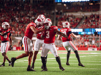 Wisconsin Badgers running back Tawee Walker #3 celebrates a touchdown against the Western Michigan Broncos at Camp Randall Stadium in Madiso...