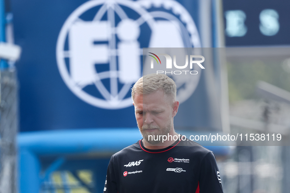 Kevin Magnussen of Haas before the Formula 1 Italian Grand Prix at Autodromo Nazionale di Monza in Monza, Italy on September 1, 2024. 