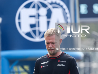 Kevin Magnussen of Haas before the Formula 1 Italian Grand Prix at Autodromo Nazionale di Monza in Monza, Italy on September 1, 2024. (