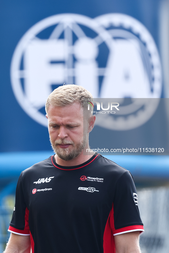 Kevin Magnussen of Haas before the Formula 1 Italian Grand Prix at Autodromo Nazionale di Monza in Monza, Italy on September 1, 2024. 