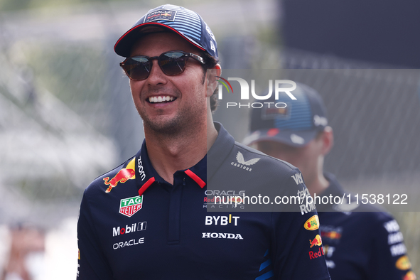 Sergio Perez of Red Bull Racing before the Formula 1 Italian Grand Prix at Autodromo Nazionale di Monza in Monza, Italy on September 1, 2024...