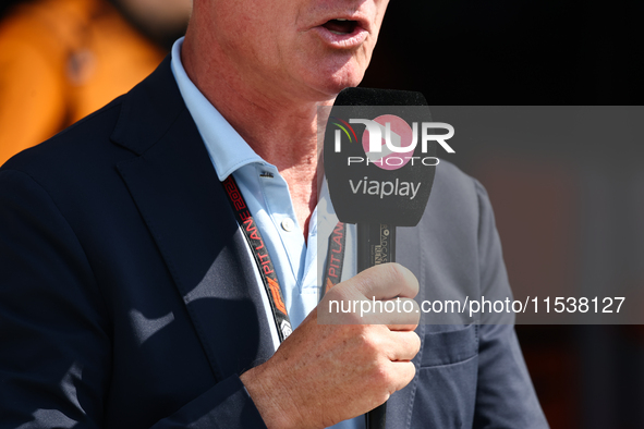 Viaplay microphone before the Formula 1 Italian Grand Prix at Autodromo Nazionale di Monza in Monza, Italy on September 1, 2024. 