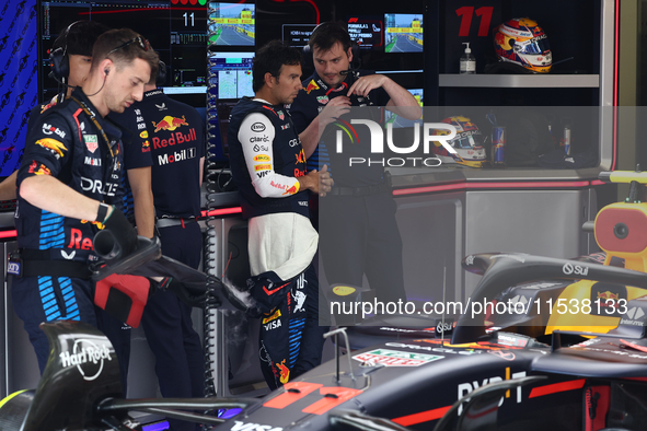 Sergio Perez of Red Bull Racing before the Formula 1 Italian Grand Prix at Autodromo Nazionale di Monza in Monza, Italy on September 1, 2024...