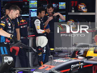 Sergio Perez of Red Bull Racing before the Formula 1 Italian Grand Prix at Autodromo Nazionale di Monza in Monza, Italy on September 1, 2024...