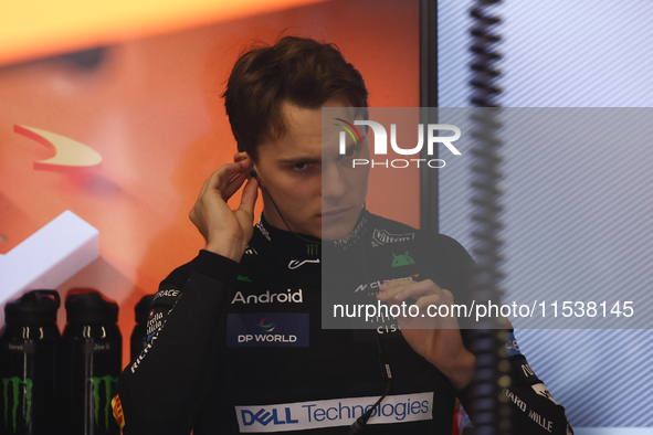 Oscar Piastri of McLaren before the Formula 1 Italian Grand Prix at Autodromo Nazionale di Monza in Monza, Italy on September 1, 2024. 