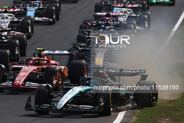 George Russell of Mercedes during the Formula 1 Italian Grand Prix at Autodromo Nazionale di Monza in Monza, Italy on September 1, 2024. 