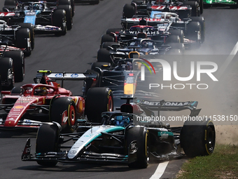 George Russell of Mercedes during the Formula 1 Italian Grand Prix at Autodromo Nazionale di Monza in Monza, Italy on September 1, 2024. (