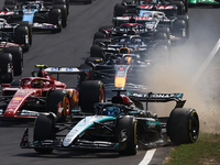 George Russell of Mercedes during the Formula 1 Italian Grand Prix at Autodromo Nazionale di Monza in Monza, Italy on September 1, 2024. (