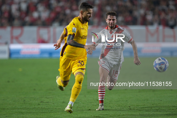 Francesco Ruocco of Mantova 1911 participates in the Italian Serie B soccer championship football match between Mantova Calcio 1911 and US S...