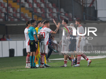 Mattia Aramu of Mantova 1911 and Francesco Galuppini of Mantova 1911 during the Italian Serie B soccer championship football match between M...