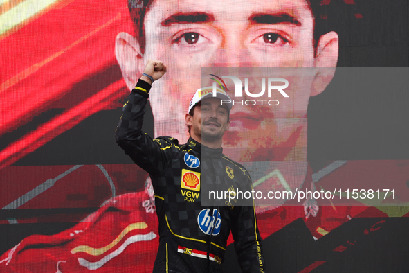 Charles Leclerc of Ferrari after the Formula 1 Italian Grand Prix at Autodromo Nazionale di Monza in Monza, Italy on September 1, 2024. 