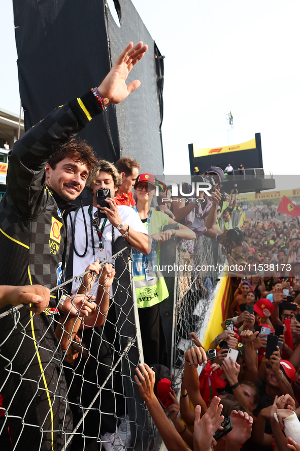 Charles Leclerc of Ferrari after the Formula 1 Italian Grand Prix at Autodromo Nazionale di Monza in Monza, Italy on September 1, 2024. 