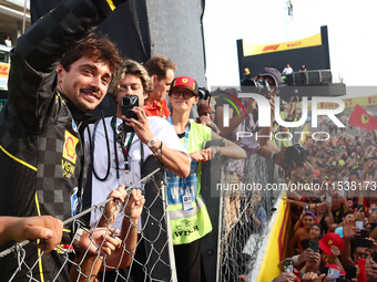 Charles Leclerc of Ferrari after the Formula 1 Italian Grand Prix at Autodromo Nazionale di Monza in Monza, Italy on September 1, 2024. (