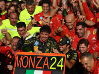 Charles Leclerc and Carlos Sainz of Ferrari after the Formula 1 Italian Grand Prix at Autodromo Nazionale di Monza in Monza, Italy on Septem...