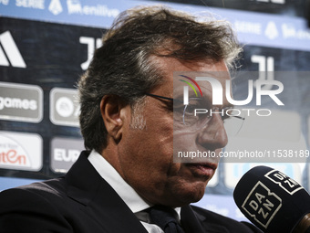 Juventus director Cristiano Giuntoli looks on during the Serie A football match number 3 between Juventus and Roma in Turin, Italy, on Septe...