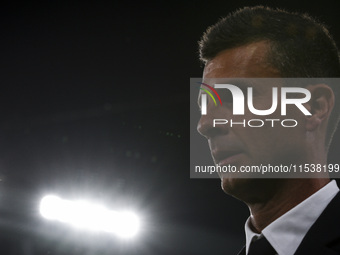 Juventus coach Thiago Motta looks on during the Serie A football match number 3 between Juventus and Roma in Turin, Italy, on September 1, 2...