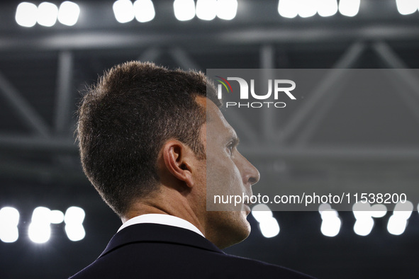 Juventus coach Thiago Motta looks on during the Serie A football match number 3 between Juventus and Roma in Turin, Italy, on September 1, 2...