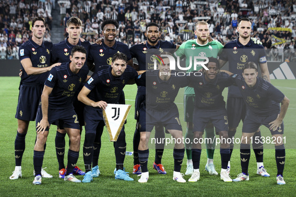 Juventus players (Dusan Vlahovic, Nicolo Savona, Juan Cabal, Bremer, Michele Di Gregorio, Federico Gatti, Andrea Cambiaso, Manuel Locatelli,...