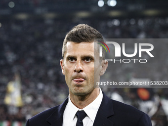 Juventus coach Thiago Motta looks on during the Serie A football match number 3 between Juventus and Roma in Turin, Italy, on September 1, 2...