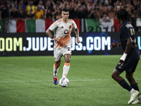 Roma defender Gianluca Mancini (23) is in action during the Serie A football match number 3 between Juventus and Roma in Turin, Piedmont, It...