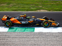 Lando Norris of McLaren drives a car on the track during the Italian Formula One Grand Prix at Autodromo Nazionale Monza circuit, in Monza o...