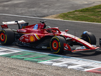 Charles Leclerc of Ferrari drives a car on the track during the Italian Formula One Grand Prix at Autodromo Nazionale Monza circuit, in Monz...