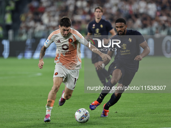 Matias Soule during the Serie A 2024-2025 match between Juventus and Roma in Turin, Italy, on September 1, 2024 