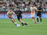 Andrea Cambiaso during the Serie A 2024-2025 match between Juventus and Roma in Turin, Italy, on September 1, 2024 (