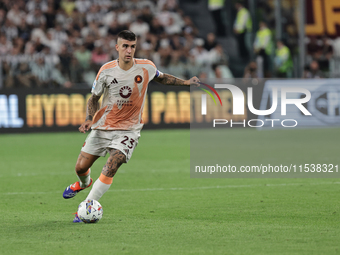 Gianluca Mancini during the Serie A 2024-2025 match between Juventus and Roma in Turin, Italy, on September 1, 2024 (