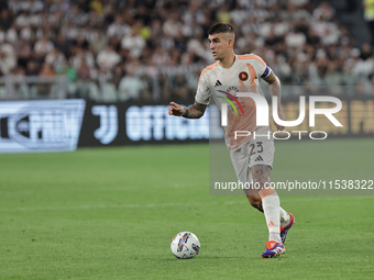 Gianluca Mancini during the Serie A 2024-2025 match between Juventus and Roma in Turin, Italy, on September 1, 2024 (