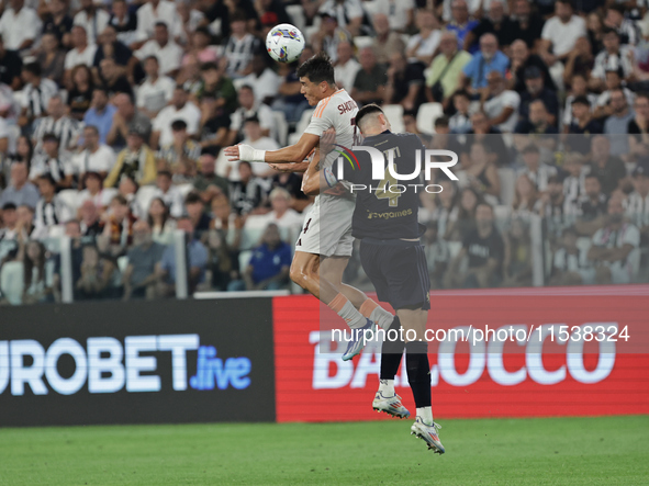 Eldor Shomurodov during the Serie A 2024-2025 match between Juventus and Roma in Turin, Italy, on September 1, 2024 