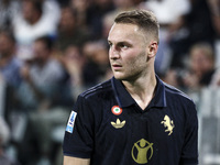 Juventus midfielder Teun Koopmeiners (8) looks on during the Serie A football match number 3 between Juventus and Roma in Turin, Italy, on S...