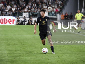 Juventus defender Andrea Cambiaso (27) is in action during the Serie A football match number 3 between Juventus and Roma at the Allianz Stad...