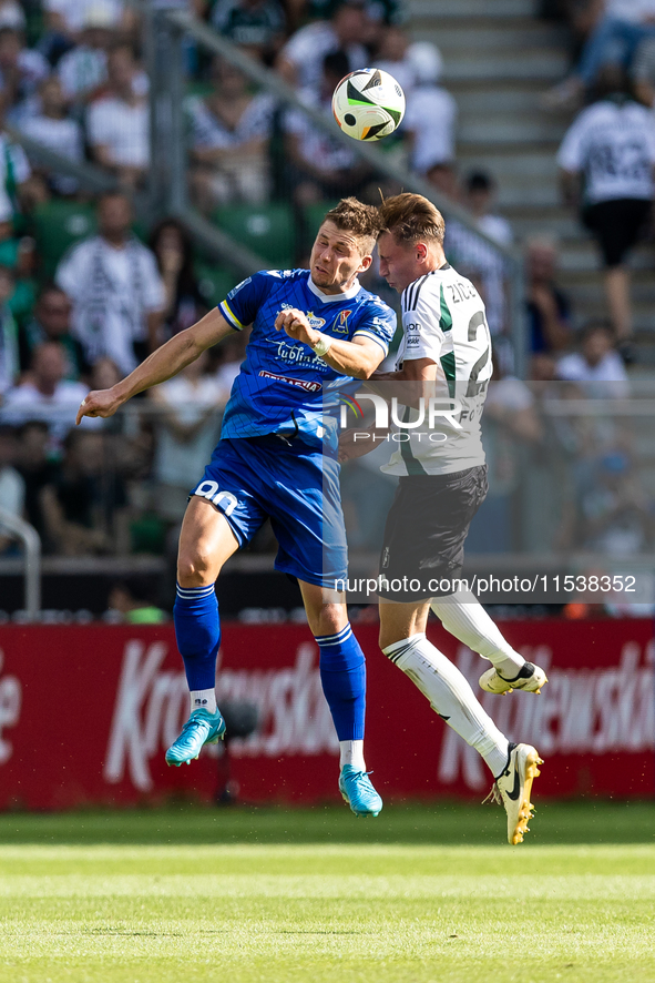 Samuel Mraz , Jan Ziolkowski during PKO Ekstraklasa match Legia Warsaw vs Motor Lublin in Warsaw, Poland on 01 September, 2024. 