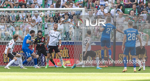 Kacper Tobiasz , Sebastian Rudol , goal during PKO Ekstraklasa match Legia Warsaw vs Motor Lublin in Warsaw, Poland on 01 September, 2024. 