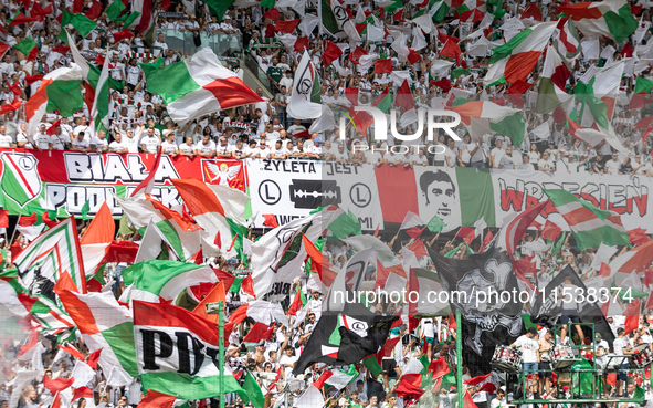 Legia fans during PKO Ekstraklasa match Legia Warsaw vs Motor Lublin in Warsaw, Poland on 01 September, 2024. 