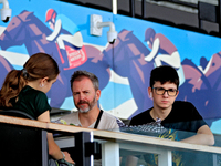 Race fans eat a meal on the Stella Artois Terrace at Woodbine Racetrack in Toronto, Canada, on September 1, 2024. (