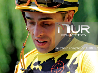 Jockey Leo Salles leaves the paddock ahead of the fourth race at Woodbine Racetrack in Toronto, Canada, on September 1, 2024. (