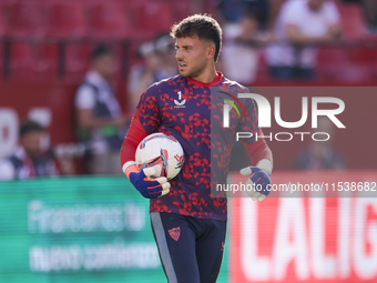 Alvaro Fernandez of Sevilla FC is in action during the La Liga EA Sports match between Sevilla FC and Girona CF at Nuevo Mirandilla in Sevil...