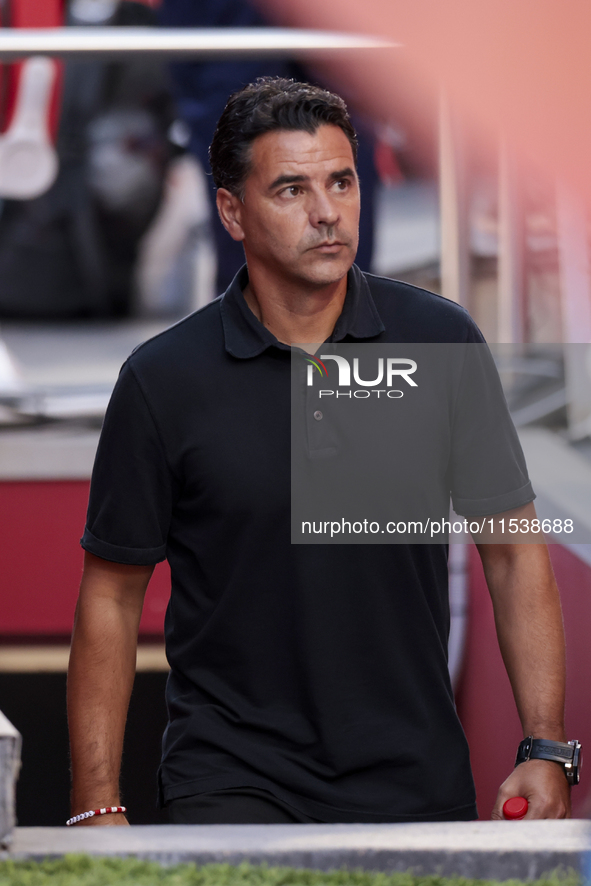 Miguel Angel Sanchez ''Michel'', head coach of Girona FC, during the La Liga EA Sports match between Sevilla FC and Girona CF at Nuevo Miran...