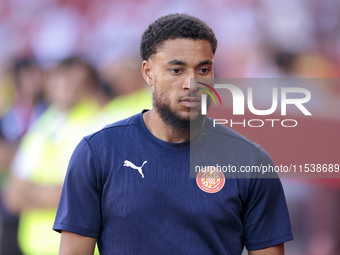 Arnau Danjuma of Girona FC during the La Liga EA Sports match between Sevilla FC and Girona CF at Nuevo Mirandilla in Seville, Spain, on Sep...