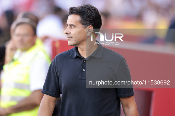 Miguel Angel Sanchez ''Michel'', head coach of Girona FC, during the La Liga EA Sports match between Sevilla FC and Girona CF at Nuevo Miran...