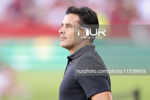 Miguel Angel Sanchez ''Michel'', head coach of Girona FC, during the La Liga EA Sports match between Sevilla FC and Girona CF at Nuevo Miran...