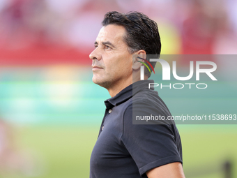 Miguel Angel Sanchez ''Michel'', head coach of Girona FC, during the La Liga EA Sports match between Sevilla FC and Girona CF at Nuevo Miran...