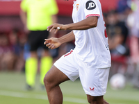 Chidera Ejuke of Sevilla FC controls the ball during the La Liga EA Sports match between Sevilla FC and Girona CF at Nuevo Mirandilla in Sev...