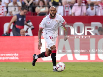 Marcos do Nascimento ''Marcao'' of Sevilla FC runs with the ball during the La Liga EA Sports match between Sevilla FC and Girona CF at Nuev...