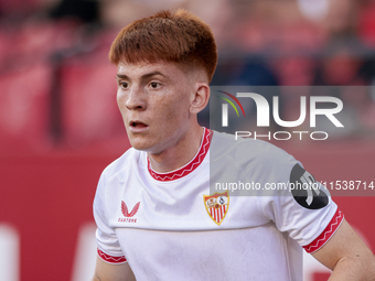 Valentin Barco of Sevilla FC during the La Liga EA Sports match between Sevilla FC and Girona CF at Nuevo Mirandilla in Seville, Spain, on S...