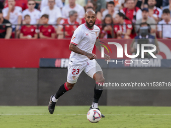 Marcos do Nascimento ''Marcao'' of Sevilla FC controls the ball during the La Liga EA Sports match between Sevilla FC and Girona CF at Nuevo...