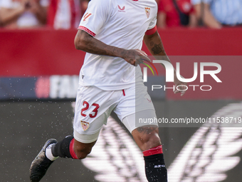 Marcos do Nascimento ''Marcao'' of Sevilla FC runs with the ball during the La Liga EA Sports match between Sevilla FC and Girona CF at Nuev...